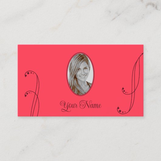 赤モダンとブルゴーニュと華美ポートレート写真 名刺 (正面)