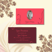 赤モダンとブルゴーニュと華美ポートレート写真 名刺