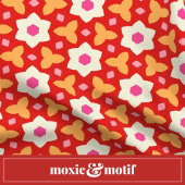 赤モダンと桃の幾何学的フローラ セラミックノブ