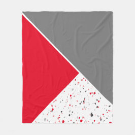 赤モダンと灰色のテラッツォ フリースブランケット