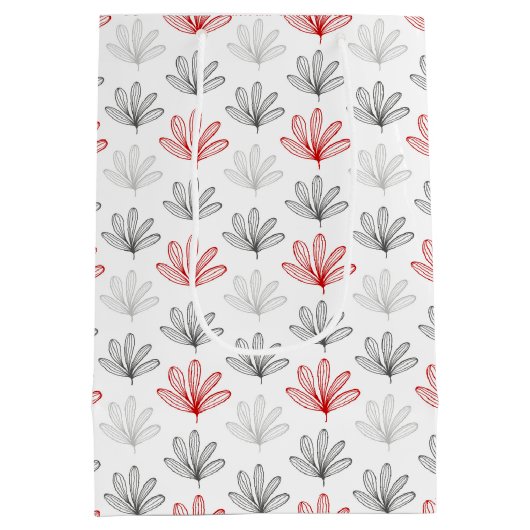 赤モダンと灰色の花柄ありがとう ミディアムペーパーバッグ (裏面)