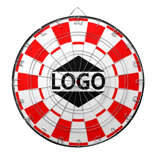 赤モダンと白のカスタムロゴ画像 ダーツボード (正面)
