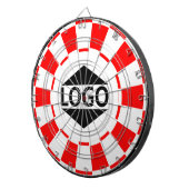 赤モダンと白のカスタムロゴ画像 ダーツボード (正面右)