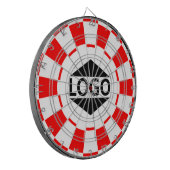 赤モダンと白のカスタムロゴ画像 ダーツボード (正面左)