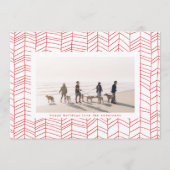 赤モダンと白のクリスマスキャンディーケーンフレーム シーズンカード (正面)