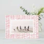 赤モダンと白のクリスマスキャンディーケーンフレーム シーズンカード (スタンド正面)