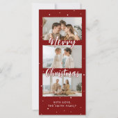 赤モダンと白のクリスマスフォトストリップカード (正面)