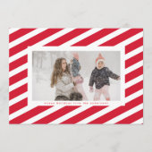 赤モダンと白のストライプキャンディーケーンのフレーム写真 シーズンカード (正面)