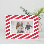 赤モダンと白のストライプキャンディーケーンのフレーム写真 シーズンカード (スタンド正面)