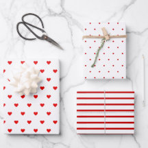 赤モダンと白のハートズストライプドットバレンタイン