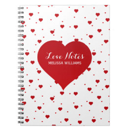 赤モダンと白のハート ノートブック