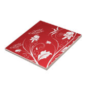 赤モダンと白のフローラ タイル (側面)