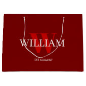 赤モダンと白のミニマルモノグラムの抱き枕 ラージペーパーバッグ (正面)