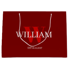 赤モダンと白のミニマルモノグラムの抱き枕 ラージペーパーバッグ