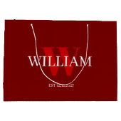 赤モダンと白のミニマルモノグラムの抱き枕 ラージペーパーバッグ (裏面)