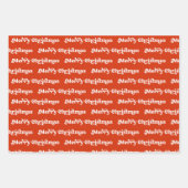 赤モダンと白のメリークリスマスツリー&サンタ ラッピングペーパーシート (正面)