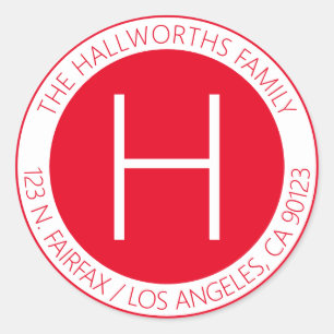 赤モダンと白の差出人住所または製品 ラウンドシール