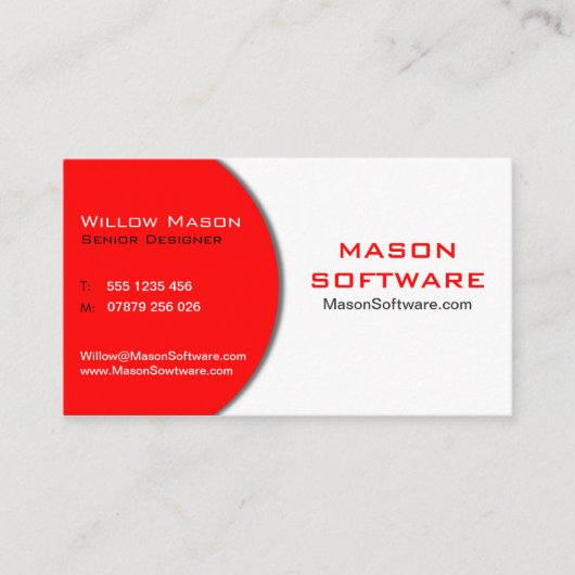 赤モダンと白の技術の名刺 名刺 (正面)