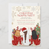 赤モダンと白の水色パジャマパーティー 招待状 (正面)