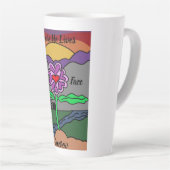 赤モダンと紫のデジタル色手描き カフェラテマグ (右アングル)