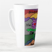 赤モダンと紫のデジタル色手描き カフェラテマグ (左アングル)