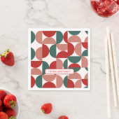 赤モダンと緑のクリスマスの幾何学的パターン スタンダードカクテルナプキン (インサイチュ)