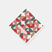 赤モダンと緑のクリスマスの幾何学的パターン スタンダードカクテルナプキン (角)