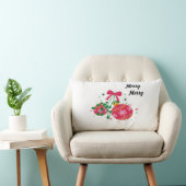 赤モダンと緑のクリスマスオーナメント ランバークッション (椅子)