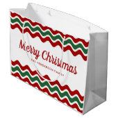 赤モダンと緑のクリスマスストライプ ラージペーパーバッグ (裏面アングル)