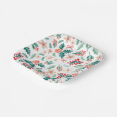 赤モダンと緑のクリスマスツリーパーティー ペーパープレート (傾斜あり)