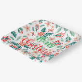 赤モダンと緑のクリスマスツリーパーティー ペーパープレート (傾斜あり)