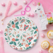 赤モダンと緑のクリスマスツリーパーティー ペーパープレート (パーティー)