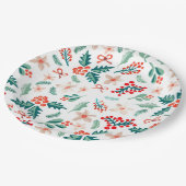 赤モダンと緑のクリスマスツリーパーティー ペーパープレート (アングル)