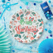 赤モダンと緑のクリスマスツリーパーティー ペーパープレート (パーティー)