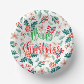 赤モダンと緑のクリスマスツリーパーティー ペーパーボウル (正面)