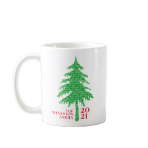 赤モダンと緑のクリスマスツリーファミリー