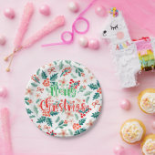 赤モダンと緑のクリスマスパーティー ペーパープレート (パーティー)