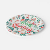 赤モダンと緑のクリスマスパーティー ペーパープレート (アングル)