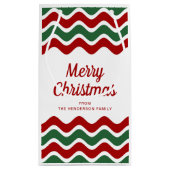 赤モダンと緑のストライプクリスマス スモールペーパーバッグ (裏面)