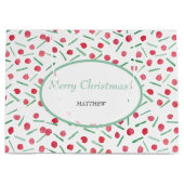 赤モダンと緑のボホ模様 ラージペーパーバッグ (正面)