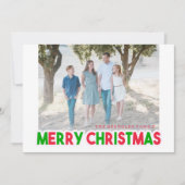 赤モダンと緑のメリークリスマスフォトカード シーズンカード (正面)