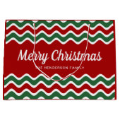 赤モダンと緑のメリークリスマス ラージペーパーバッグ (正面)