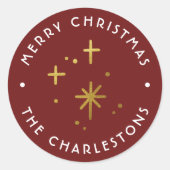 赤モダンと金ゴールドがメリークリスマス ラウンドシール (正面)