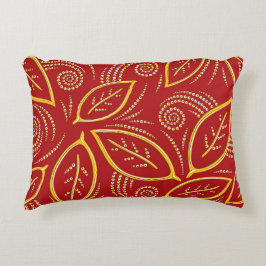 赤モダンと金ゴールドの図解入りの、写真付きのパターン アクセントクッション