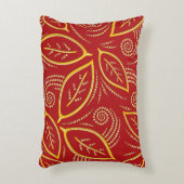 赤モダンと金ゴールドの図解入りの、写真付きのパターン アクセントクッション (正面(垂直))