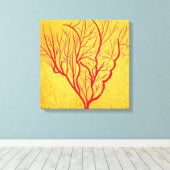 赤モダンと金ゴールドの火のコーラコンテンポラリーー キャンバスプリント (インサイチュ (ウッドフロア))