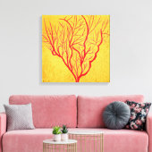 赤モダンと金ゴールドの火のコーラコンテンポラリーー キャンバスプリント (インサイチュ (リビング))