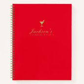 赤モダンと金ゴールドの空白のレシピ本 ノートブック (正面)