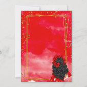 赤モダンと金ゴールドキンセアニェラ誕生日 招待状 (裏面)