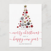 赤モダンと金ゴールドクリスマスウィッシュズボーブルツリー シーズンポストカード (正面)